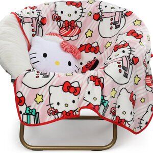 Hello Kitty Christmas Nogginz Set 12" Nogginz Pillow & 45" x 55" Cozy Fleec New